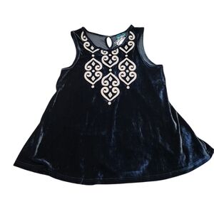 Teal Velvet Top With Embroidered Neckline Detail